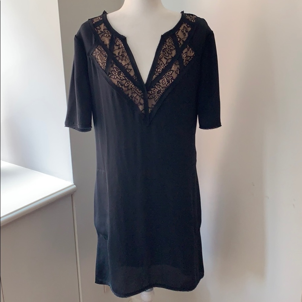BCBG hi-low Lace trimmed dress with pockets!